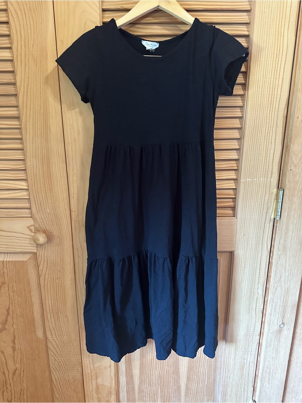 See You Monday Black Tiered Short Sleeve Girls Dress